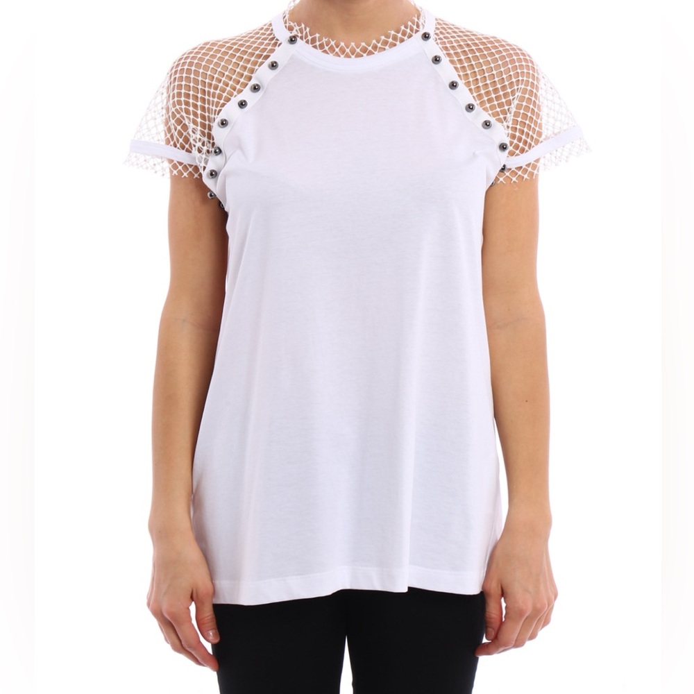 N°21 Studded mesh shoulders T-shirt